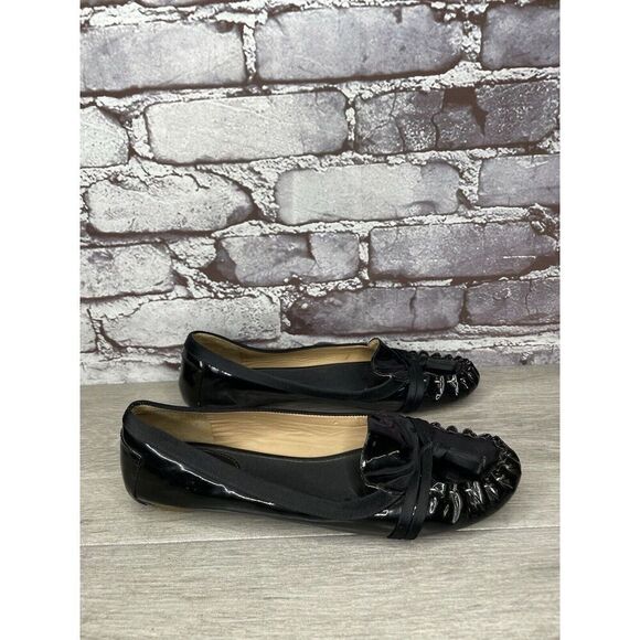 Kate Spade Black Patent Leather Slip On Bow Ballet Flats Shoes Women 6M US/36EU - Picture 1 of 16